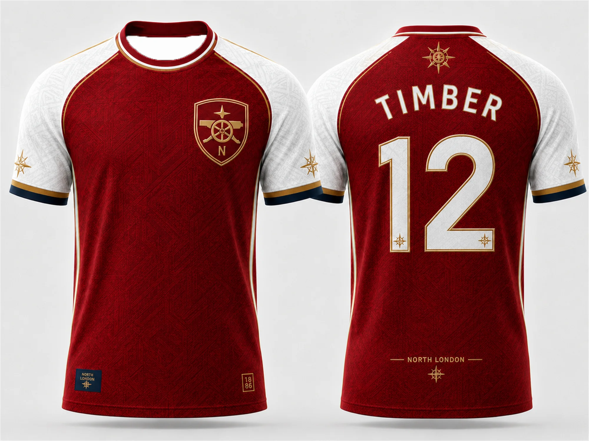 Camiseta de Fútbol para Hombre con Gráfico del Escudo del Club Front North London, Nombre en la Espalda y Brújula, para Aficionados al Fútbol al Aire Libre
