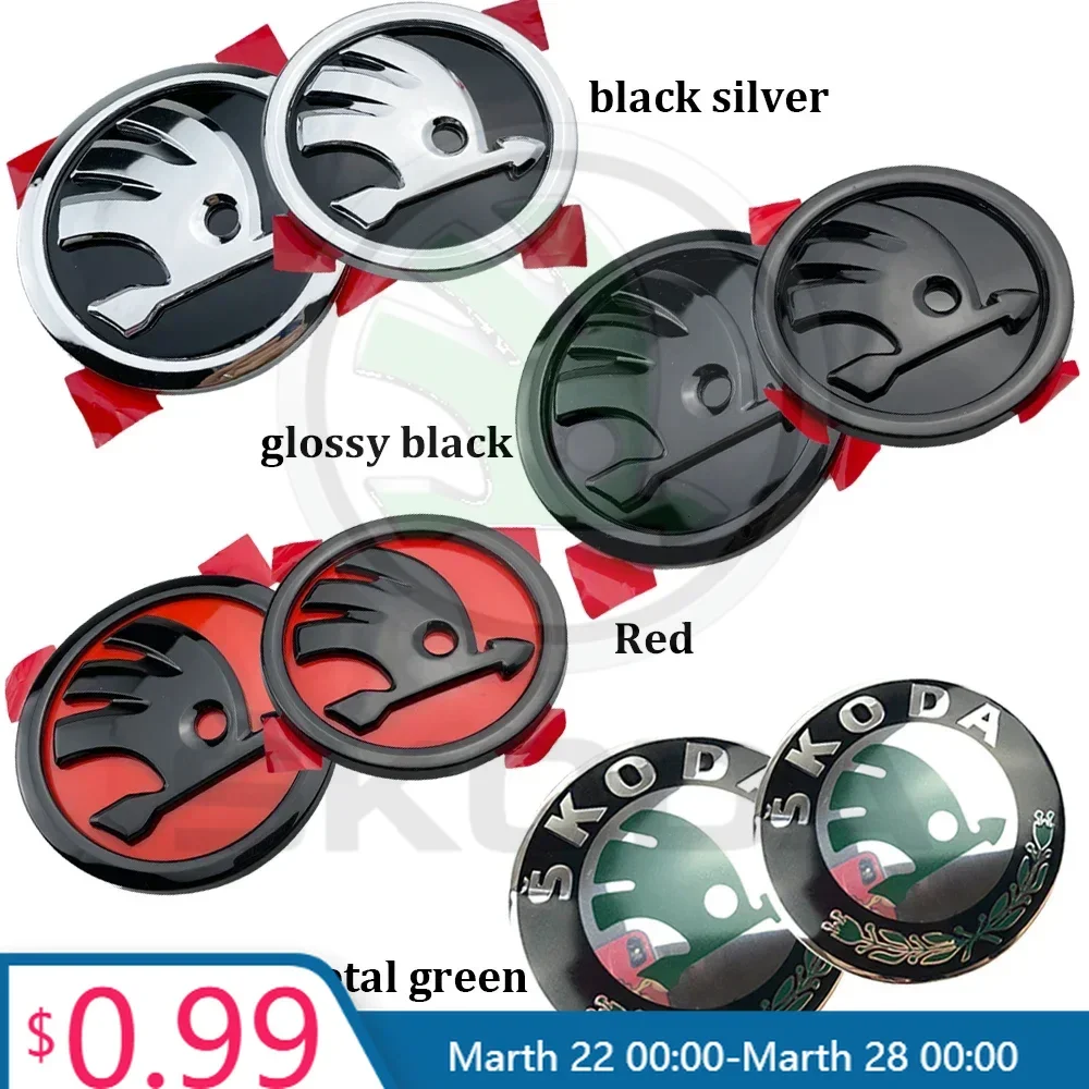 

Горячая новинка 2026: 3D-наклейка из ABS-пластика 80/90 мм для передней решетки и багажника автомобиля, логотип для Skoda Octavia 2 3 A5 A7 Kodiaq Fabia Rapid