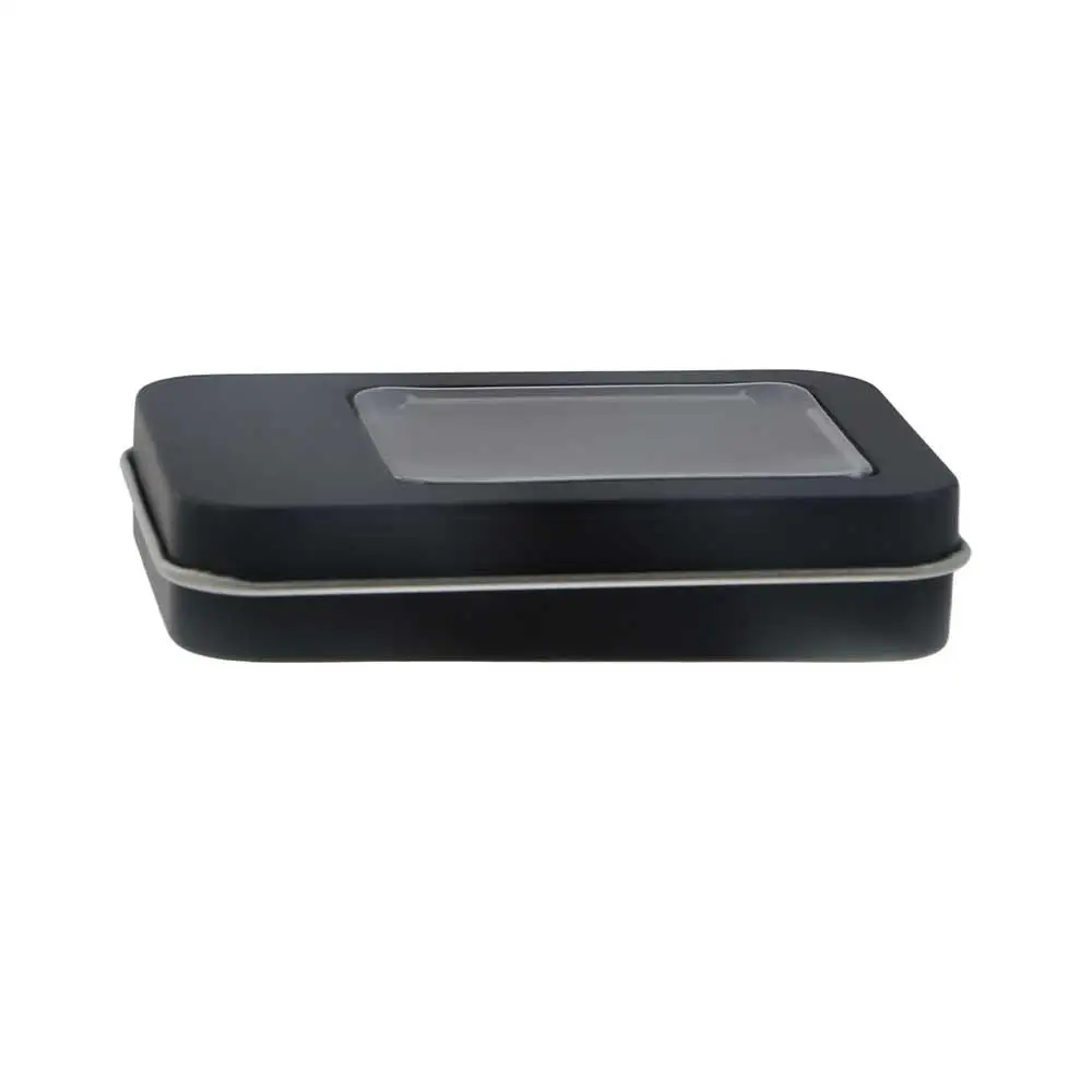 Multicolor Tin Box with Clear Window Lid Empty Rectangular Nail Art Display Case Jewelry Box Candy Package Metal Box