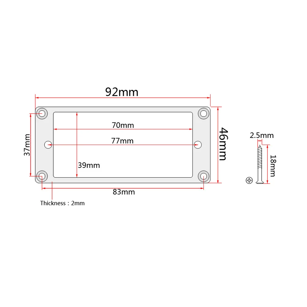 

2Pcs Humbucker Pickup Ring Flat Metal Mounting Frame Screw Included 92x46mm Short Guitar Covers Black Guitar Pickup Rings