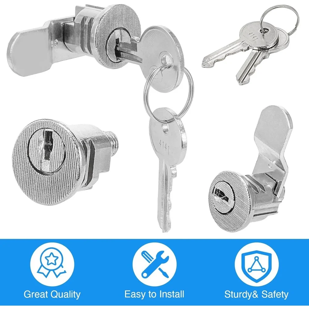 Mailbox Lock 5 Pieces Nickel Plated Cam Lock With Keys For Mailbox Newspaper Box Cylinder Cabinet Locker Cam Lock