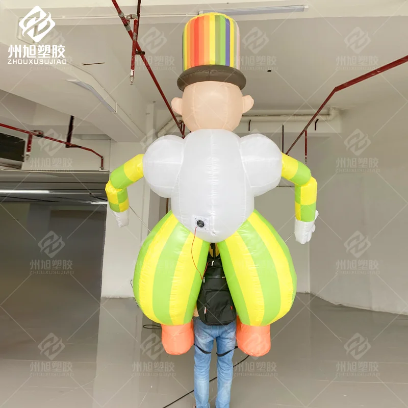 Inflatable Back-Carry Walking Clown Prop Parade Performance Interactive Prop for Amusement Park Carnival Events
