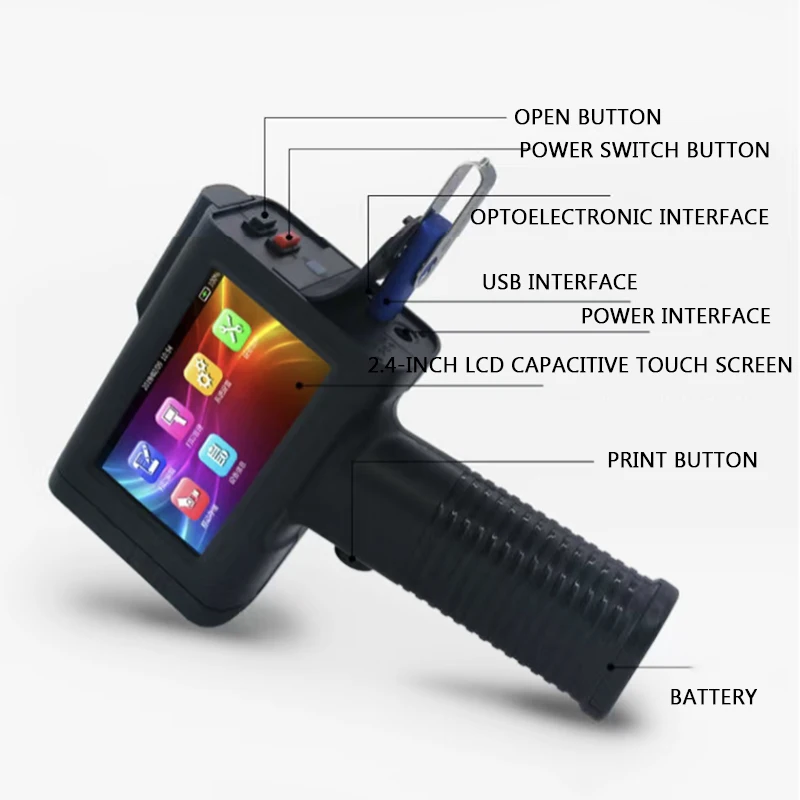 Imagem -05 - Portátil Touch Screen Inkjet Printer m2 Smart Coder Alimentos Bolsa de Plástico Caixa Data de Produção Impressão Handheld