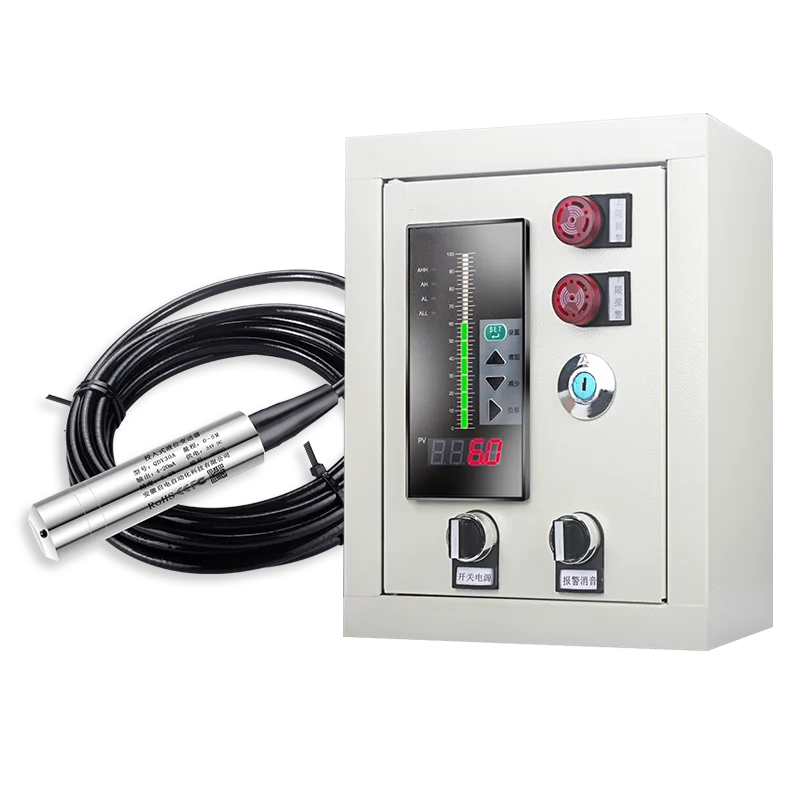 Water Liquid Level Sensor Transmitter with Display Controller Box 0-5m Range Cable 4-20mA 0-10V RS485 Output AC220V Power