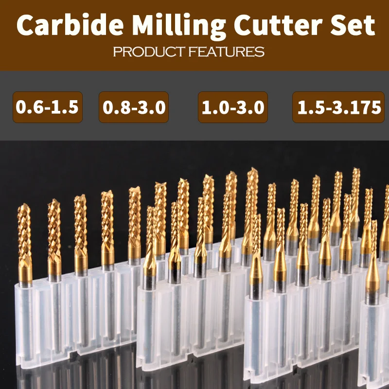 Imagem -02 - Pcb Carbide Milling Cutter Grupo End Mill Bits Shank Crude Milho Fresador para Placa de Circuito 0.61.5 mm 3.175 mm