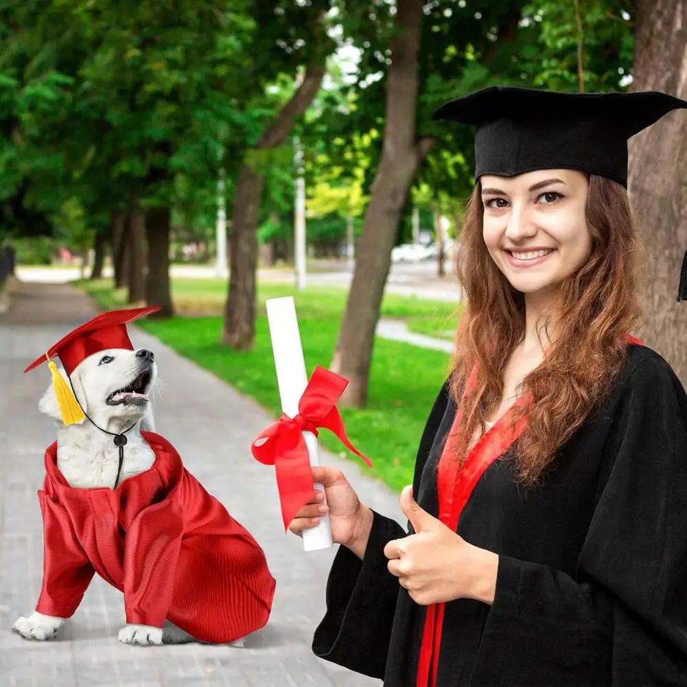 

Dog Graduation Costume Set Pet Graduation Cap with Tassel And Washable Gown Set for Dogs Cats Graduation Party Accessory