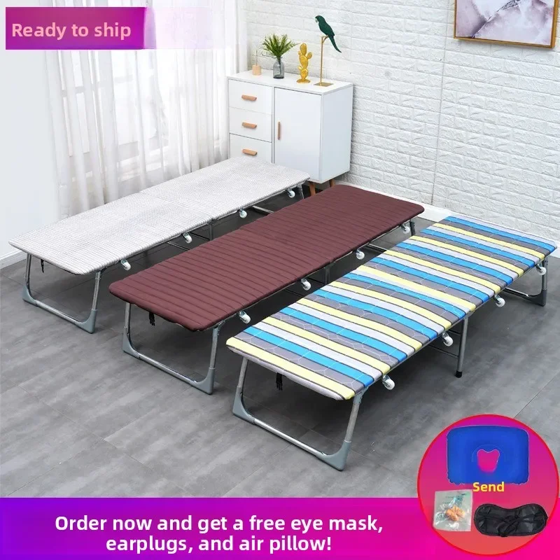 Lounger Office Recliner Foldable Single Adult Bed Folding Single Bed Sturdy Home Use Adult Nap Office Sleep Easy Hardboard Bed