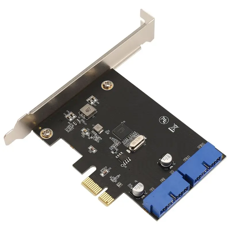 Superior 10X PCI Express USB 3.0 19 Pin Expansion Card PCIE 1X To 2 Ports USB 3 19 Pin Adapter Internal USB3 20Pin Hub Header