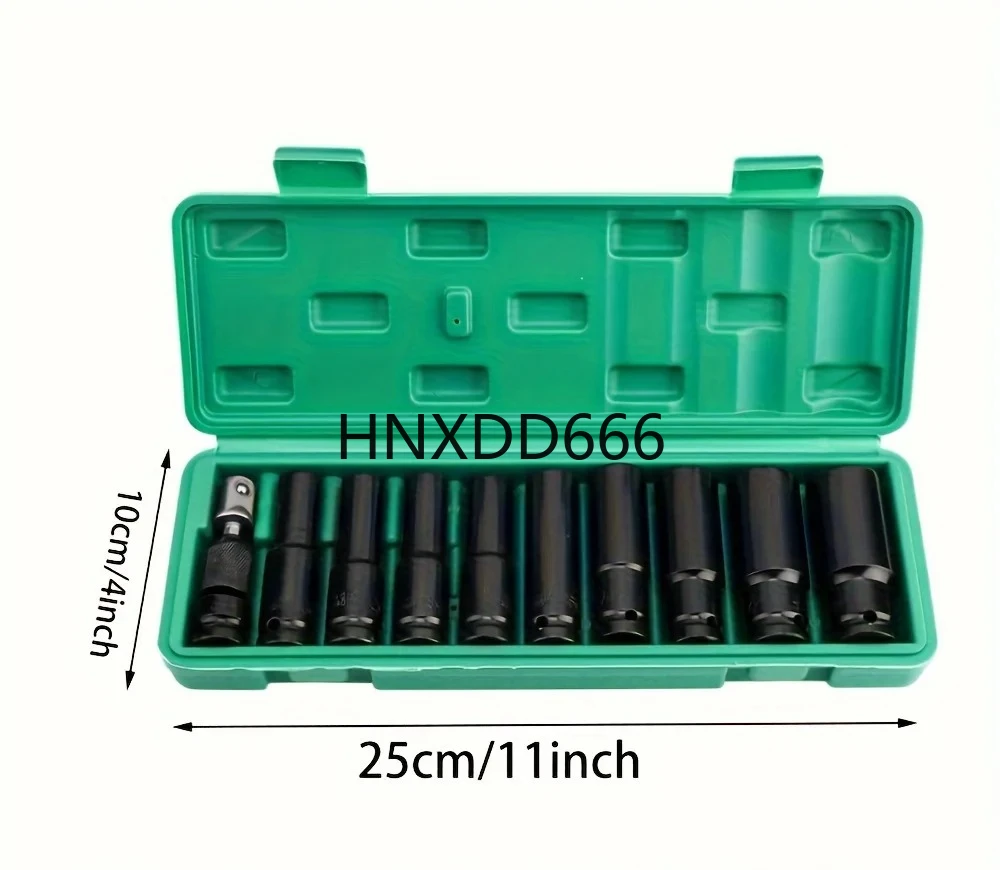 

11pcs 1/2-Inch Drive Metric Deep Impact Socket Set 10mm - 24mm,Electric Wrench Socket Tool Set, Heavy Duty Impact Socket Set wit