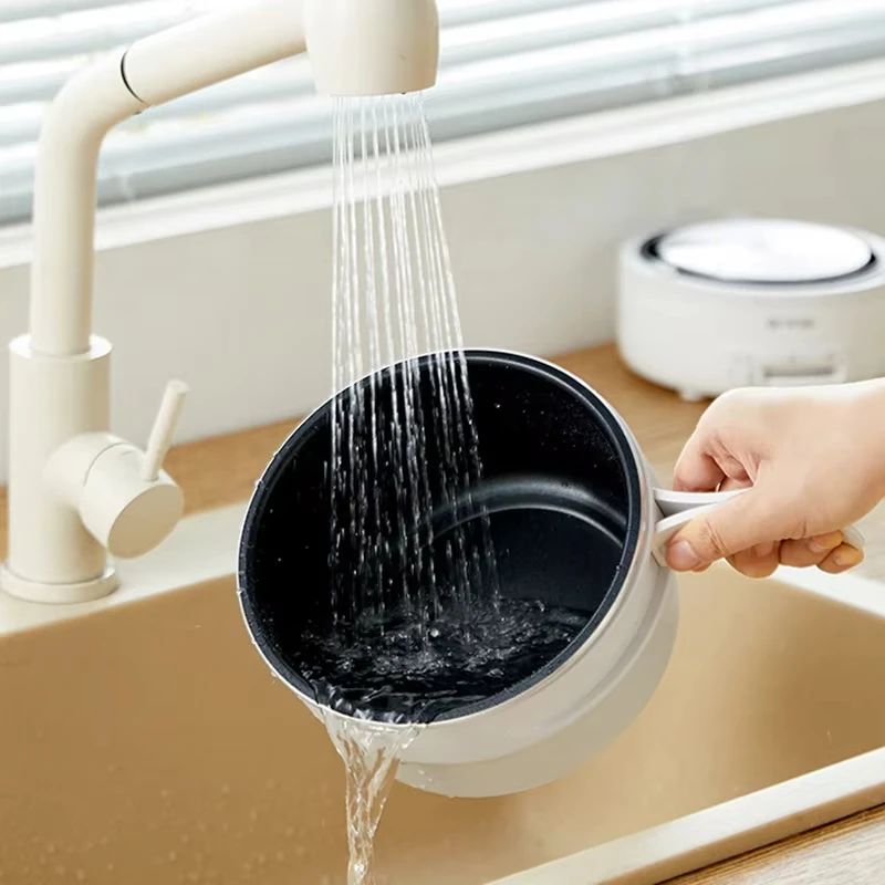 وعاء الطبخ الكهربائي القابل للطي 2.0L وعاء طبخ الأرز سبليت نوع هوتبوت غير عصا مقلاة مقلية السفر مقلاة كهربائية 220 فولت