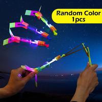 1/10PCS Outdoor Shining Rocket Flash LED Light Luminous Slingshot Bamboo Dragonfly Kid Toys Shine Slingshot Toys Party Supplies