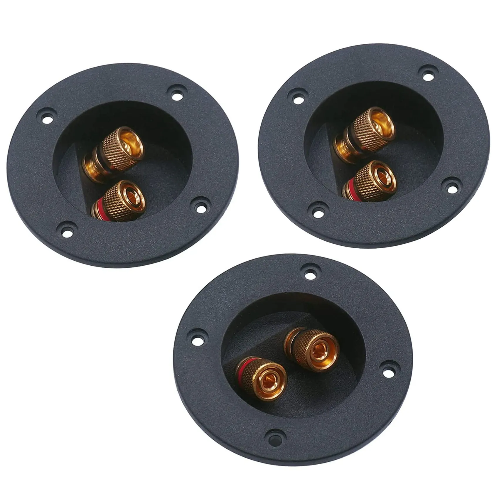 

3 Pcs DIY Home Car Stereo 2-Way Speaker Box Terminal Binding Post Round Spring Cup Connectors Subwoofer Plugs (Black)