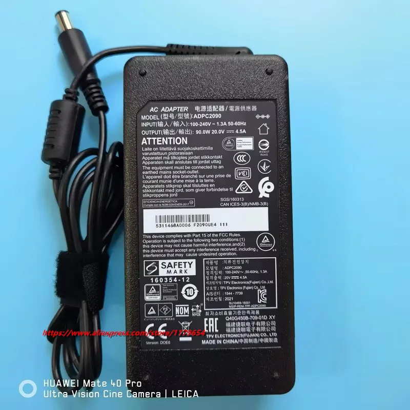 Chính Hãng ADPC2090 AC Adapter DC 20V 4.5A 90W Cho Màn Hình AOC AG251FZ CQ27G2U AG272QCX MSI OPTIX MPG27CQ XG3420C AG251FZ2 C3583FQ