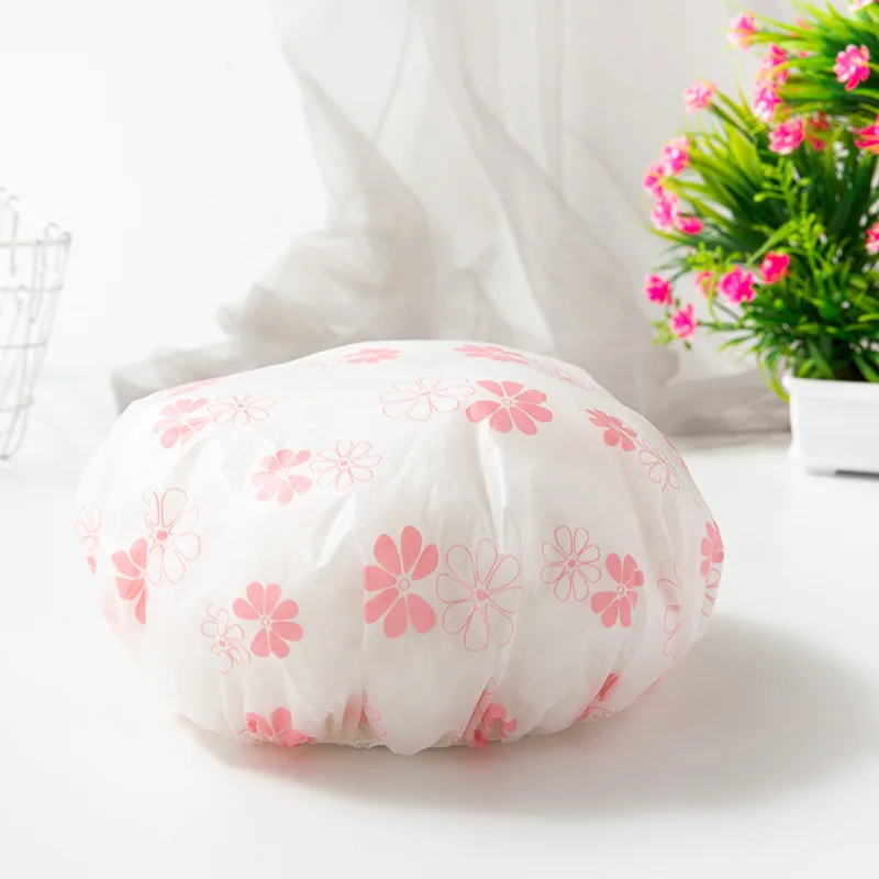 20 Pack Waterproof EVA Plastic Shower Cap,Elastic Reusable Bathing Cap,Flower Printed Hair Bath Caps for Beauty Salon Spa