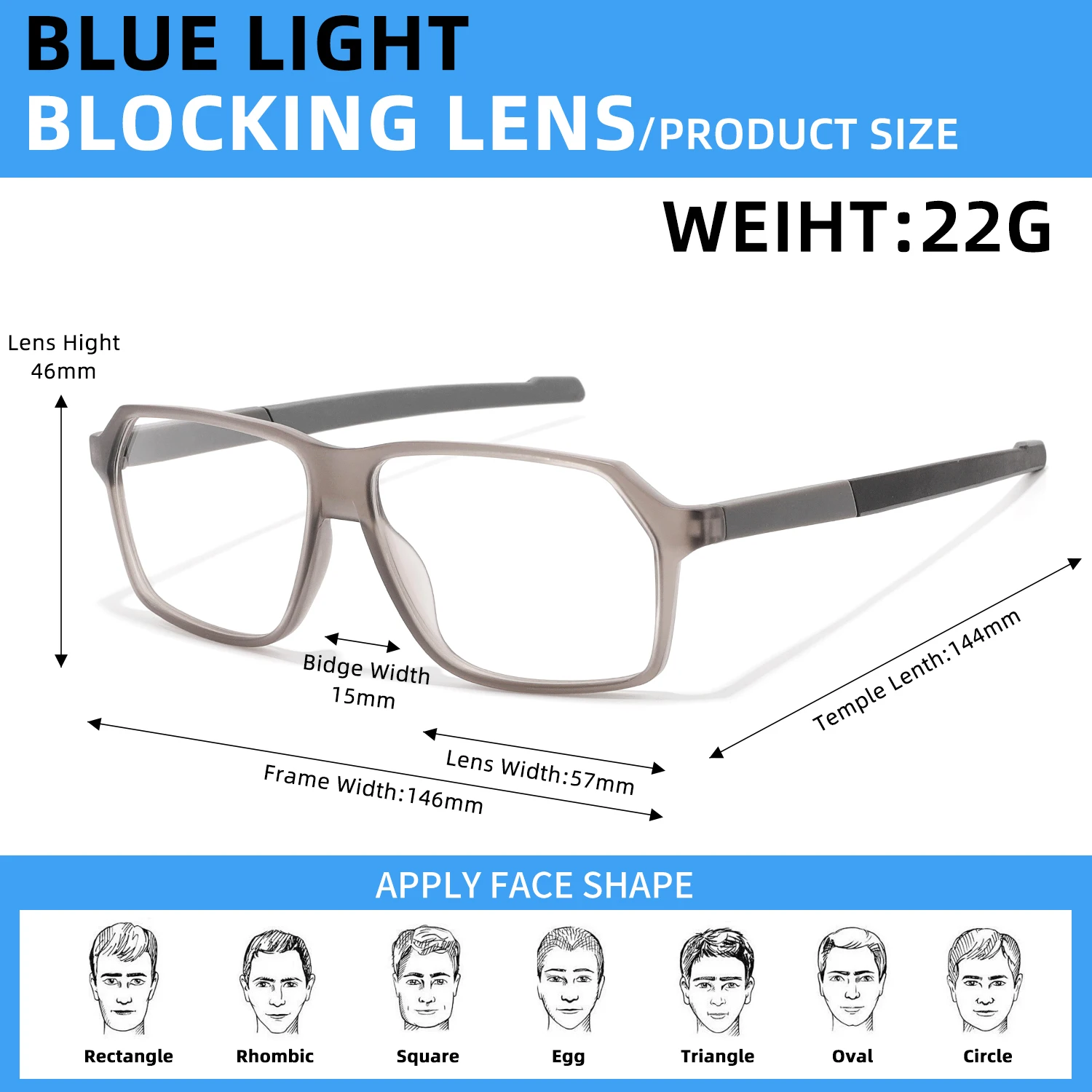 الرجال الرياضة نظارات مربع الضوء الأزرق قصر النظر وصفة طبية النظارات القراءة TR90 العصرية اللونية عدسة الجبلية دراجة نظارات + 1 #6