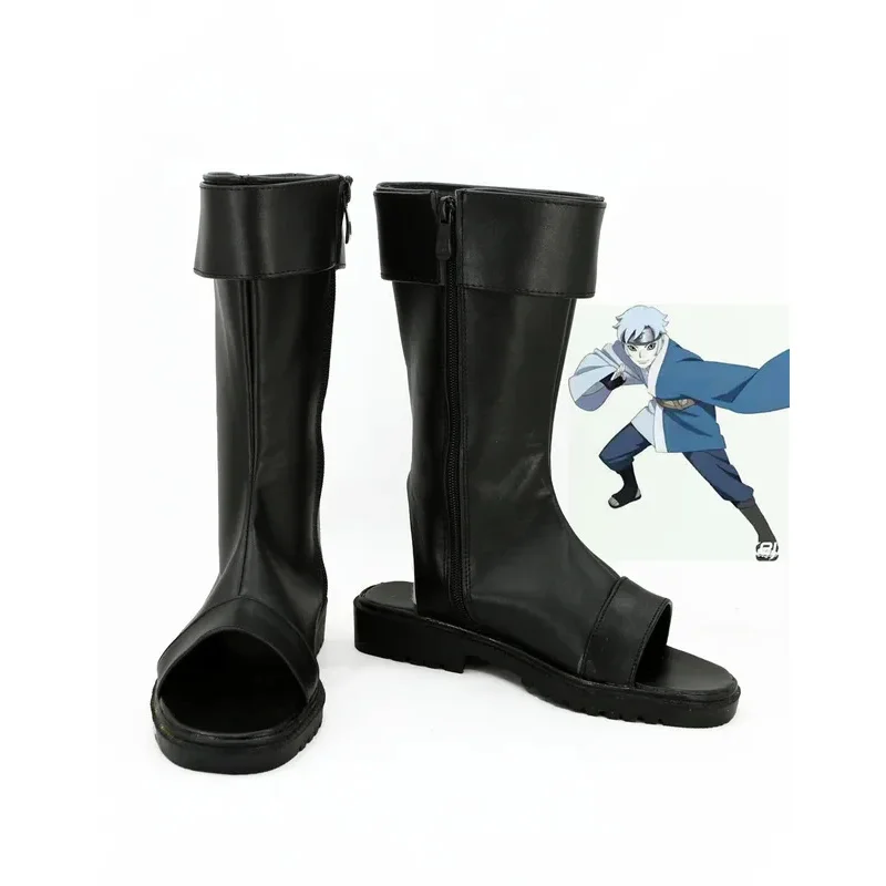 Boruto Japan Ninja The Movie Shippuden Mitsuki Cosplay Shoes Fancy Black Peep Toe Boots A1027