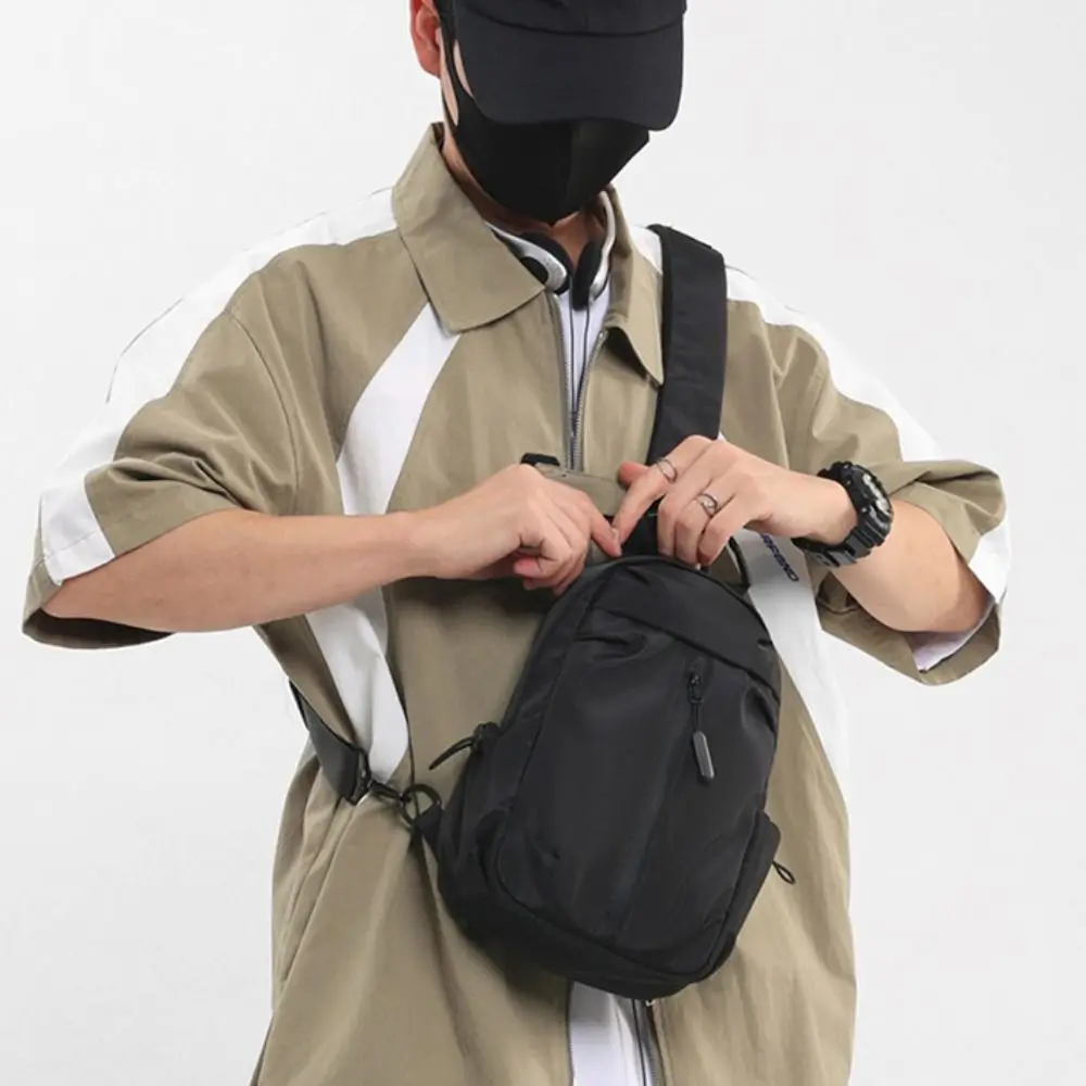 

Simple Multifunction Men's Crossbody Bag Fitness Waterproof Sport Chest Bag Large Capacity Leisure Nylon Shoulder Bag Unisex