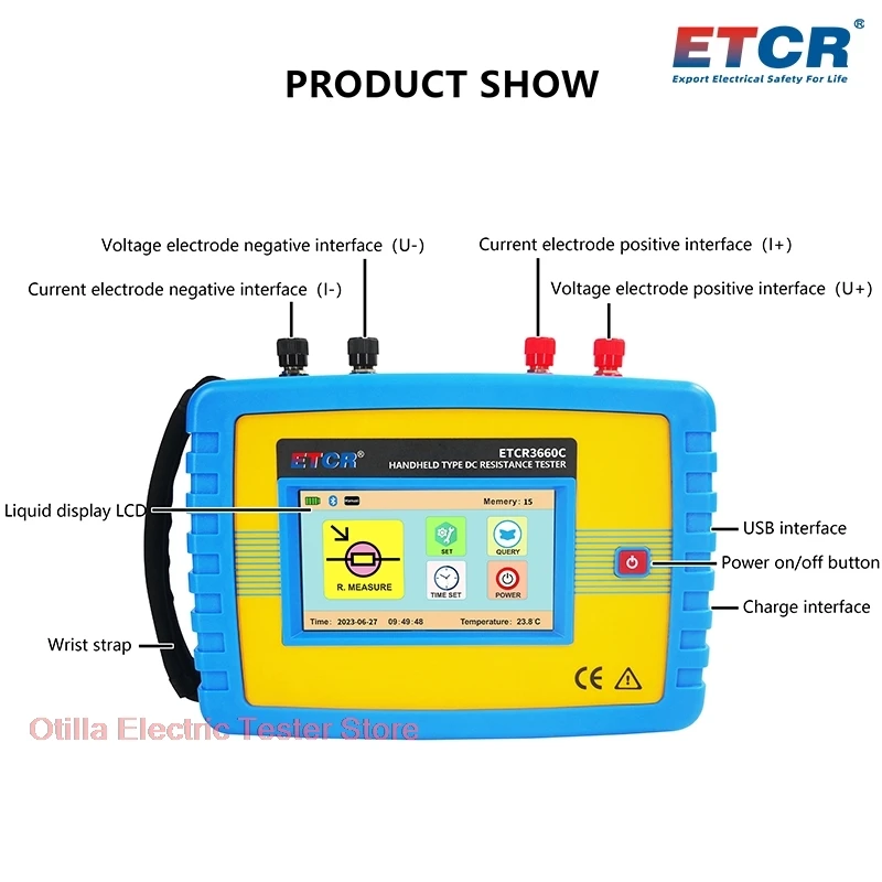 ETCR3660C Switche Battery Parallel Connection Resistance Meter Transformer DC Resistance Tester 1.0uΩ~50.00kΩ Cable Conductor