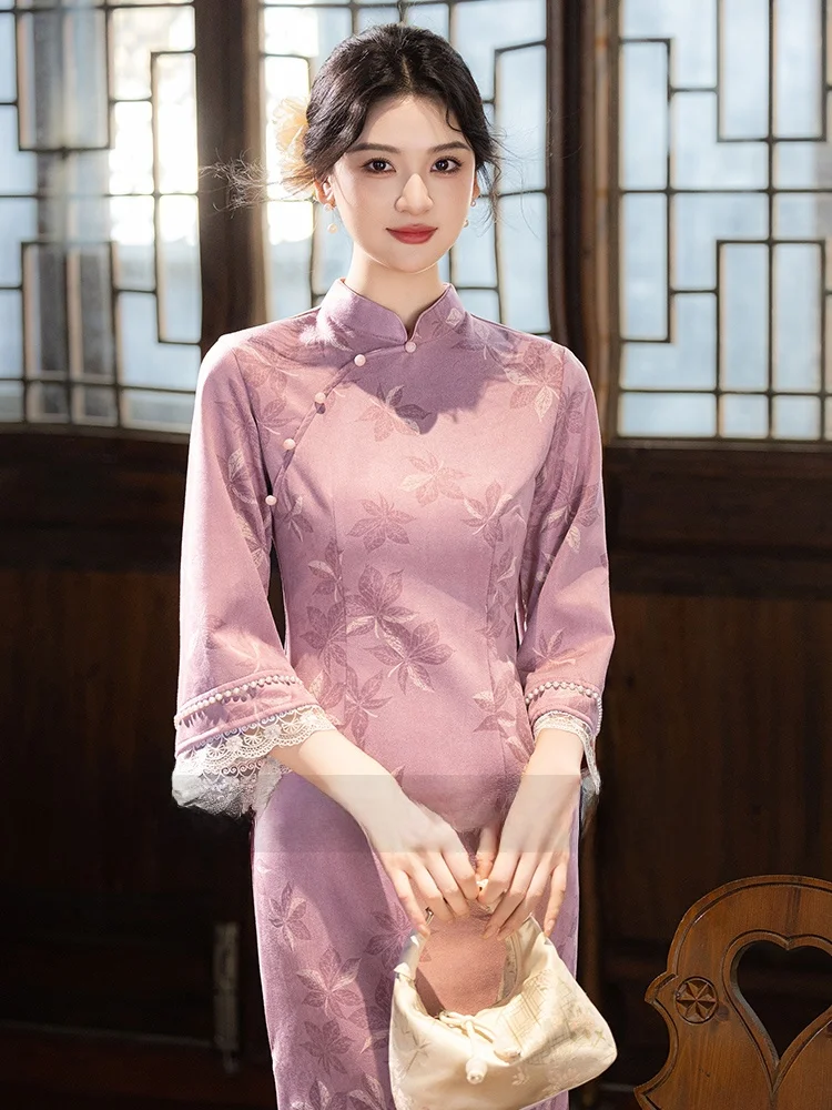 ele-young-sle-suede-qipao-dr-women's-improved-version-beautiful-new-chinese-retro-faion-mid-length