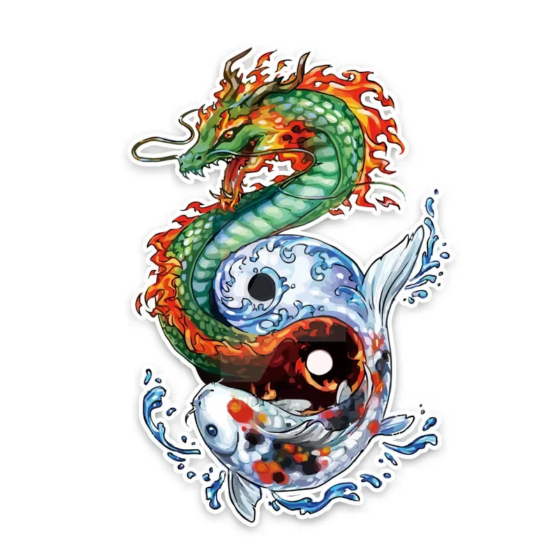 

Car Stickers Creative Stickers Chinese Dragon Koi Fish Car Decoration Waterproof and Sunscreen PVC 16*11cm