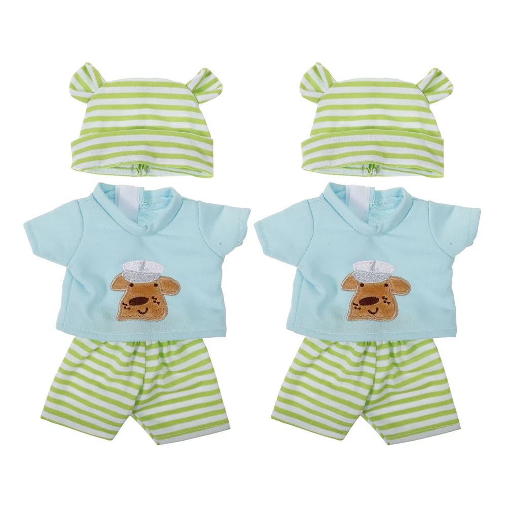 2 zestawy ubranek dla lalek 10-calowych: winylowe stroje do zabawy w udawanie, miękka bawełniana bluza, szorty, akcesoria do zabawy, zielone