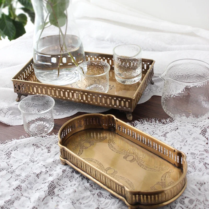 

Vintage Tray Nostalgic Brass Storage Tray For Aromatherapy Jewelry Storage Plate Handmade Imported Candy Organizer