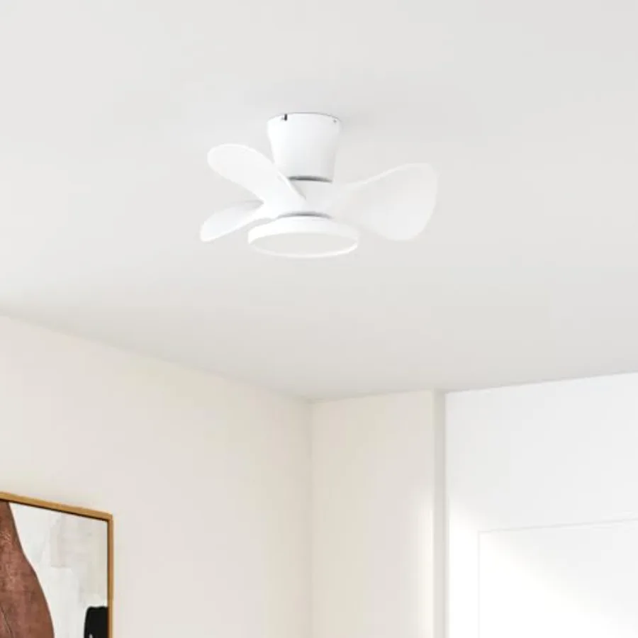 Quiet Ceiling Fan with LED Light Large Air Volume Remote Control for Kitchen Bedroom Dining Room Patio