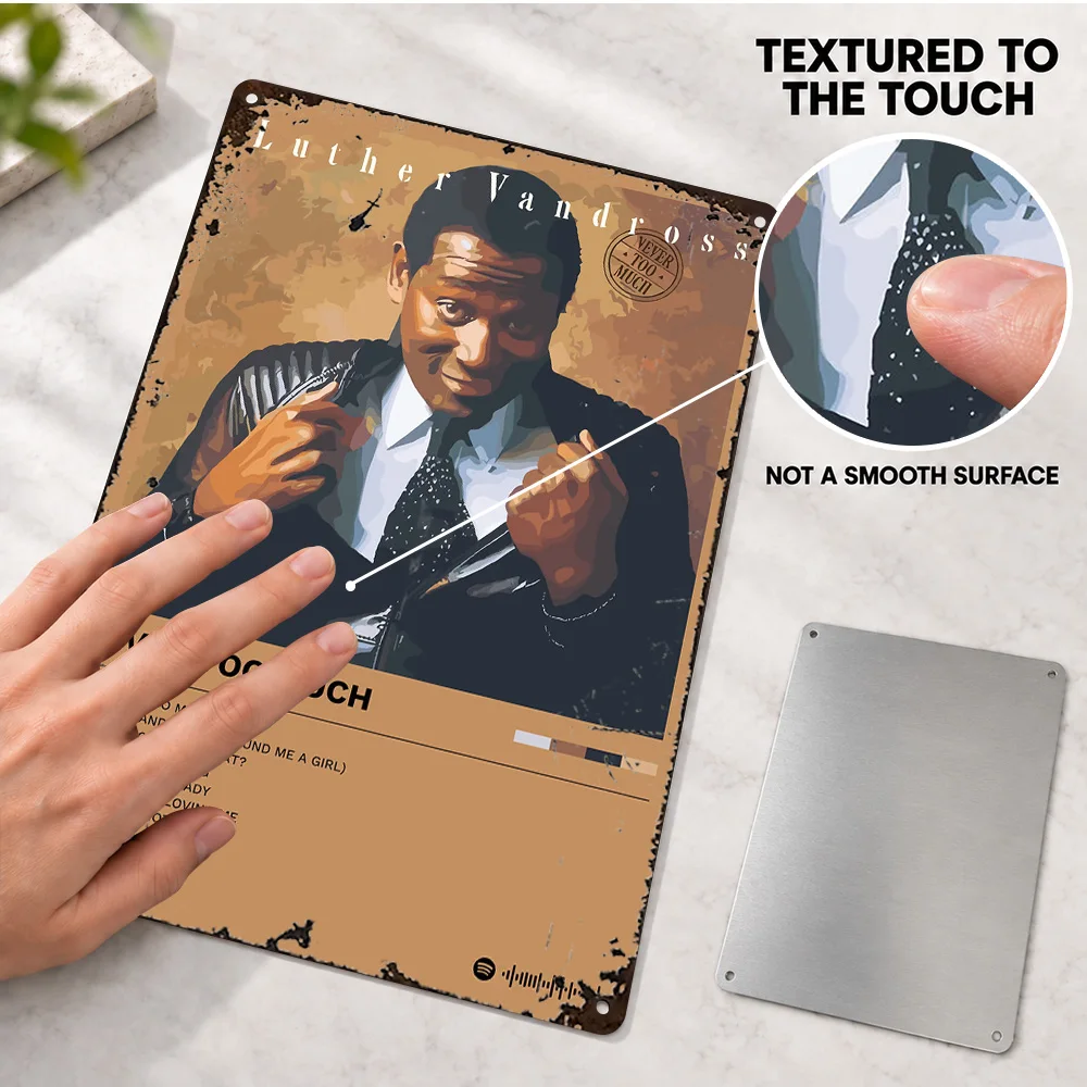 Luther Vandross Never Too Much Album Printed Poster Customized Aluminum Sign Brown Backdrop Suit Closeup Wall Art For Music Room