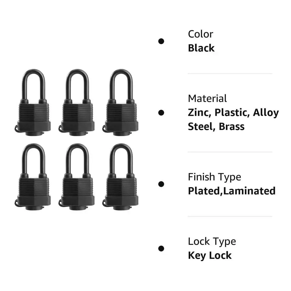 Durable Plastic Covered Padlocks Keyed Alike Rubber Waterproof Lock Lockpick Set Home