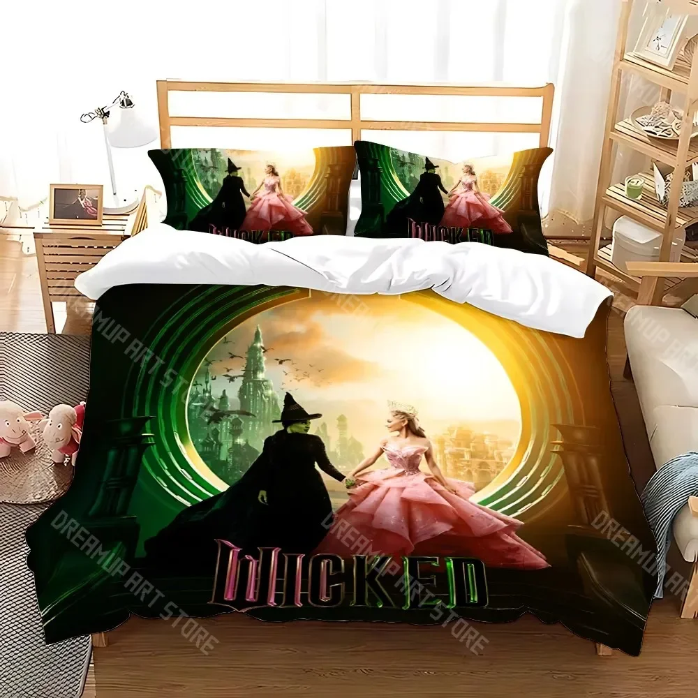 2026 W-Wicked Movie Witch Bedding Set Duvet Cover Set King Queen Twin Double Size Comforter Cover Set For Home Decor With Pillow