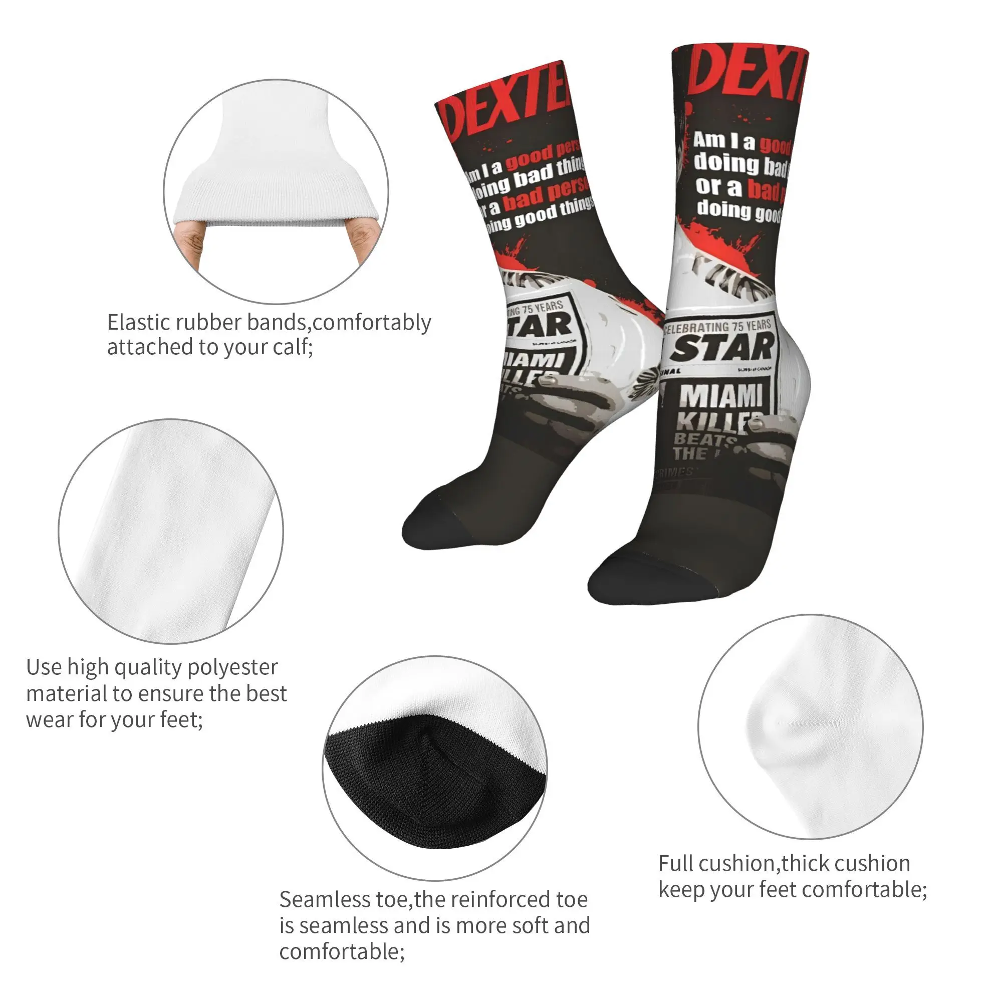 Dexter Morgan Show Tv الجوارب جوارب حديثة للجنسين الرجال لينة تنفس الجري جوارب رياضية الخريف مخصص المضادة للانزلاق الجوارب