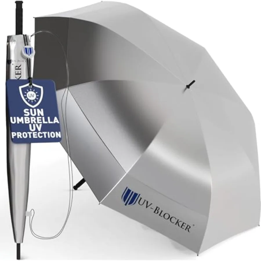 

Sun Umbrella UV Protection Golf Umbrella - Large Sun Blocking Umbrella - Windproof - Auto Open - Vented Double Canopy - UPF 55+