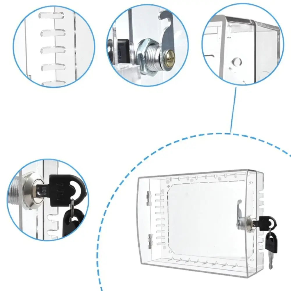 Universal HVAC Thermostat Lock Box Clear Protective Guard Shield With Keys For Temperature Controller Security Case
