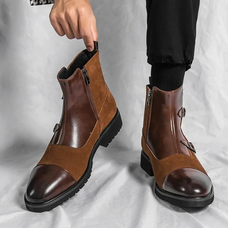 

High Quality Men's Boots Fashion Business Men Dress Casual Boots Outdoor Wear-resistant Workwear Boots for Men Botas Para Hombre