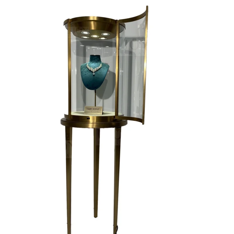 

custom.Customized round exquisite stainless standing jewelry display showcase for watch retail store