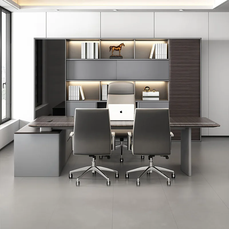 

High-end minimalist office boss desk office desk and chair combination furniture