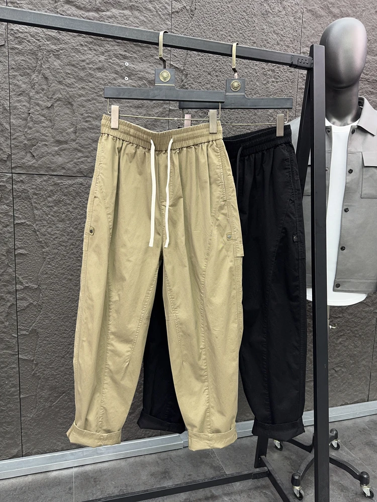 

Мужские свободные прямые повседневные брюки, весна-лето, дышащие широкие повседневные брюки из чистого хлопка, модные городские брюки