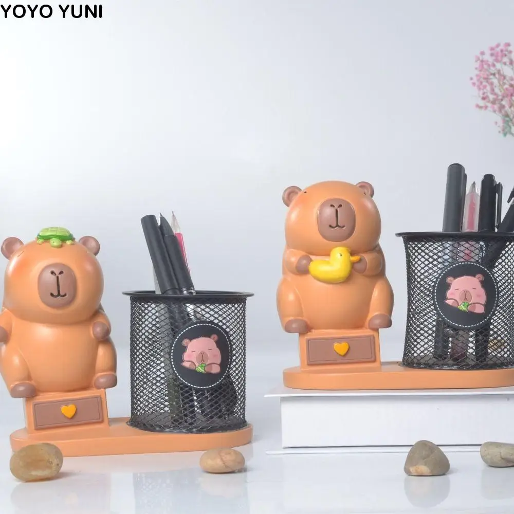

Resin Capibala Multifunctional Pen Holder Storage Container Decorative Capibala Pencil Stand Container Mini Basket Room Decor