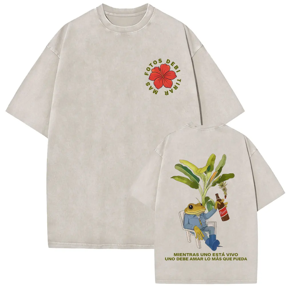 

Washed Vintage Rapper Bad Bunny T-shirt Debi Tirar Mas Fotos DTMF World Tour T Shirts Men's Women Fashion Hip Hop Retro T-shirts