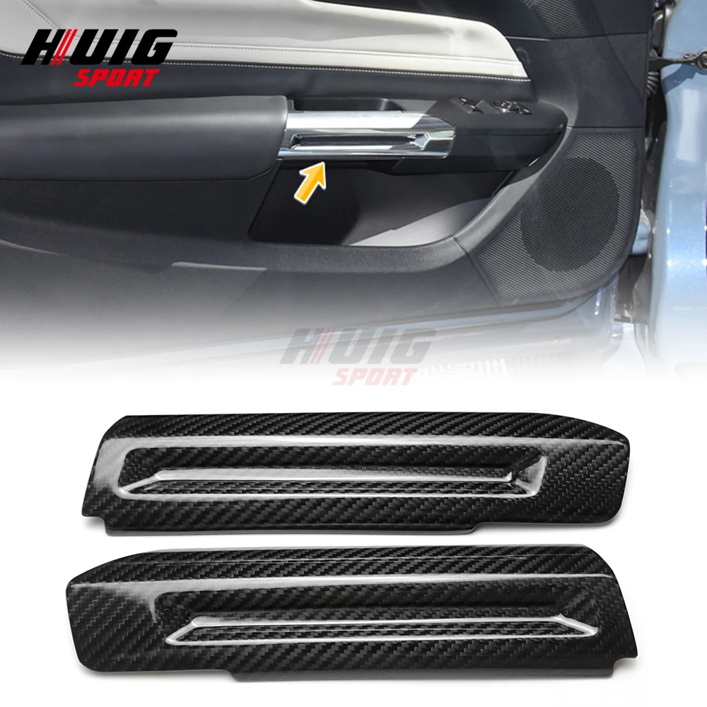 2Pcs For Ford Mustang S650 GT EcoBoost 2024 Carbon Fiber Car Interior Central Door Handle Side Sticker Cover Trim Accessories