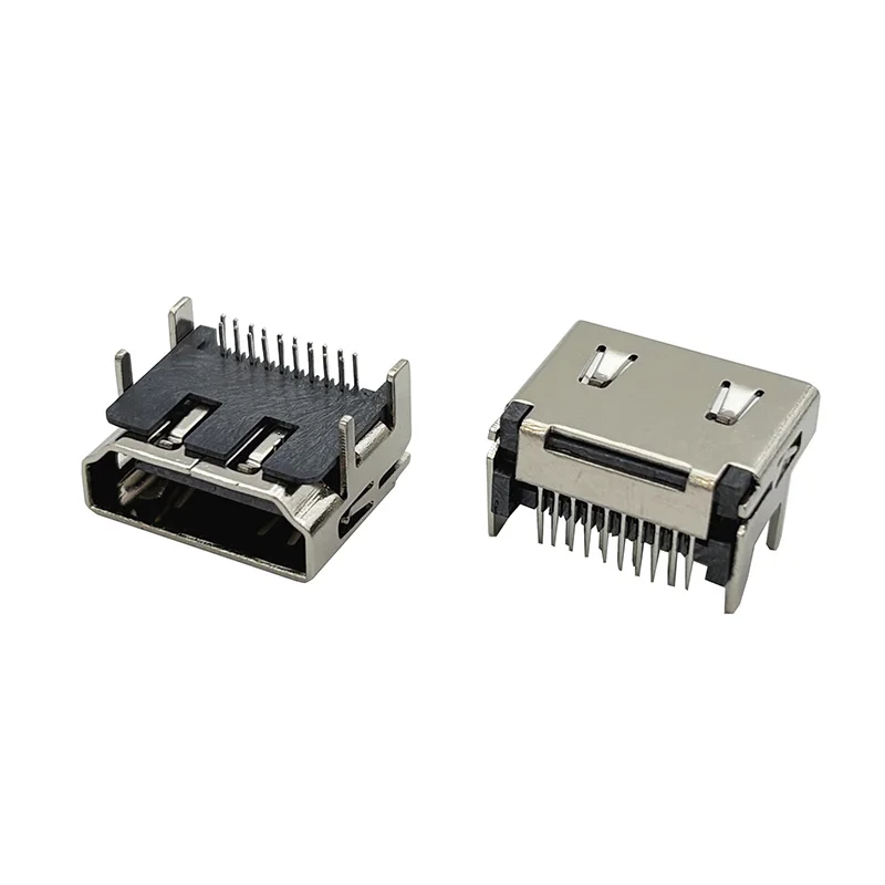 20PCS HDMI-19PIN Type A female plug-in board connector, 90-degree horizontal type, with fixed columns and double-row pins