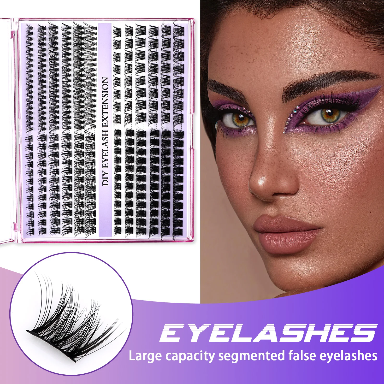 DIY Segmented False Eyelashes Extensions Large Capacity 24 Rows Mix Cluster Long 10-16mm Individual Lashes Clusters Makeup