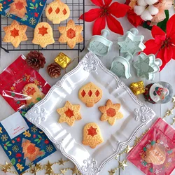 4Pcs 3D Christmas Cookie Cutters Xmas Decor Biscuit Mold Cookie Frame Baby Children's Sandwich Cutters Stamp  Baking supplies