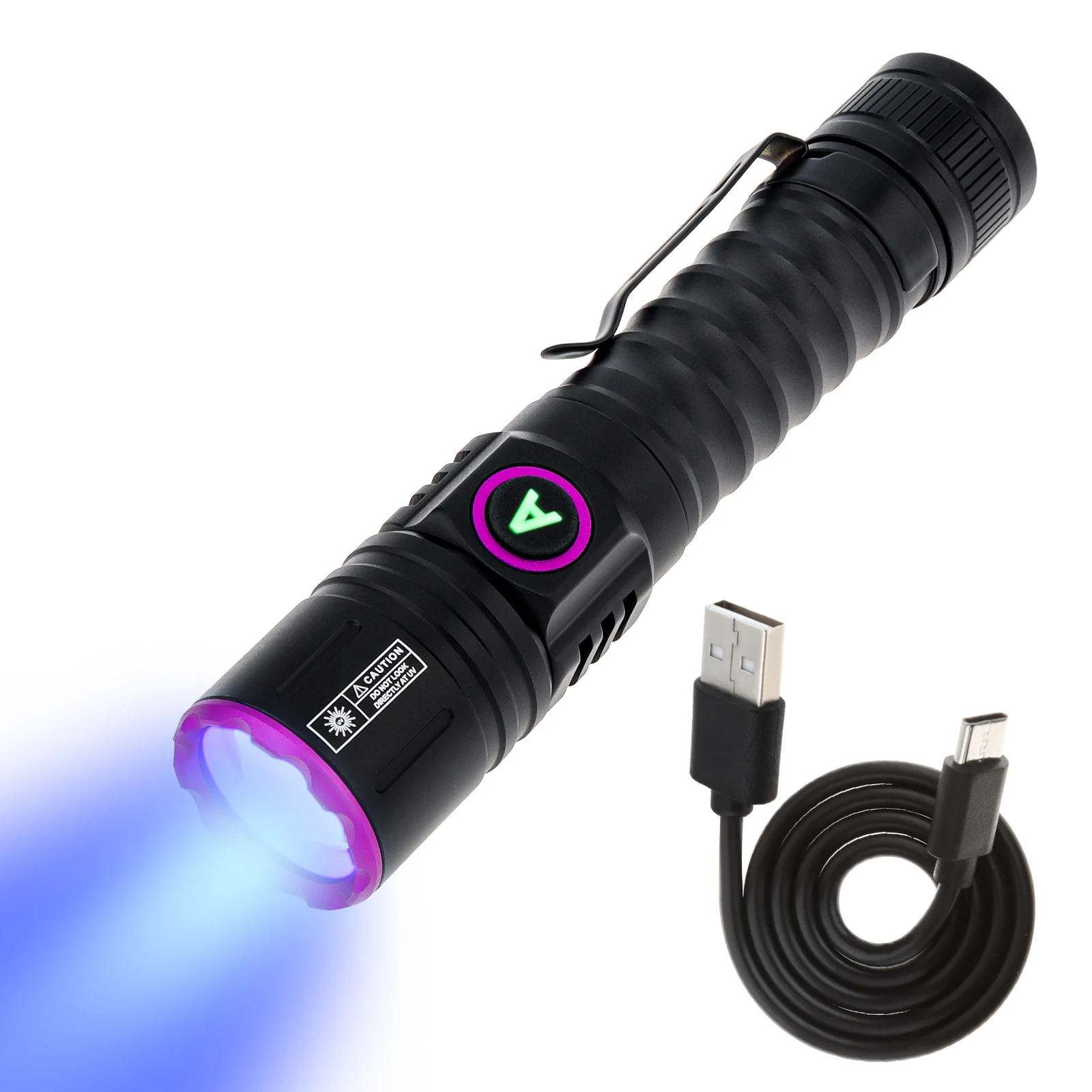 395nm UV Rechargeable Black Light Flashlight for Pet Urine / Uranium Glass / Leak Detection with Built in 2000mAh Battery