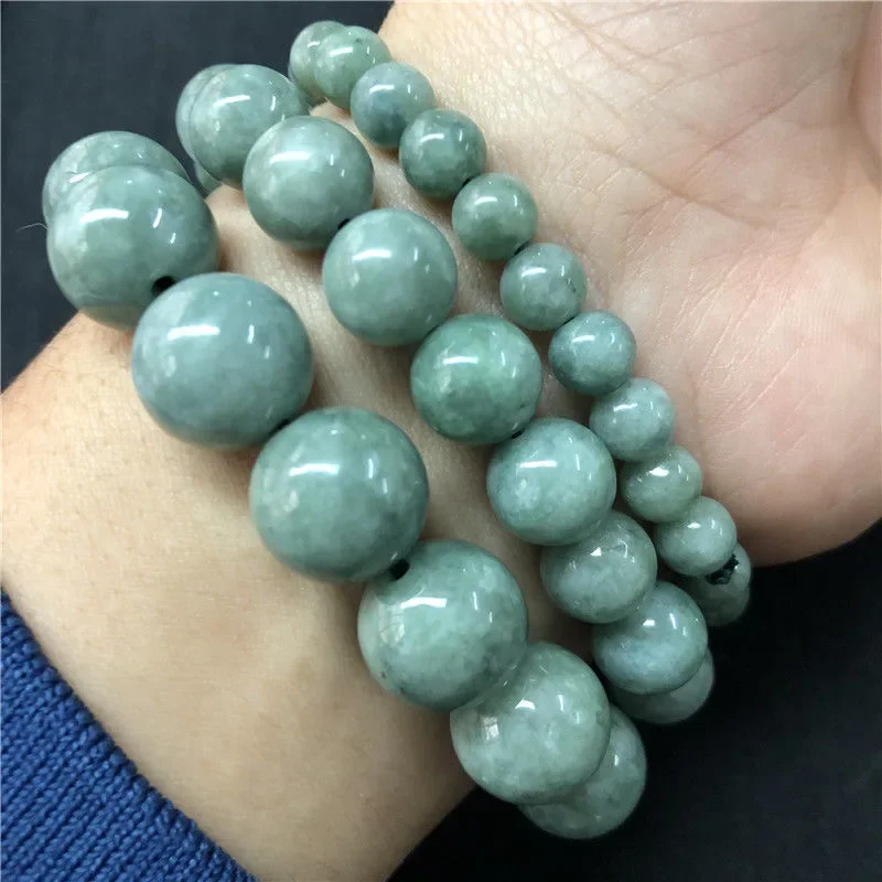 Customized Natural Green Jade 6-10MM Beads Elastic Bracelet Jade Round Necklace Jewellery Fashion Man Woman Luck Amulet New