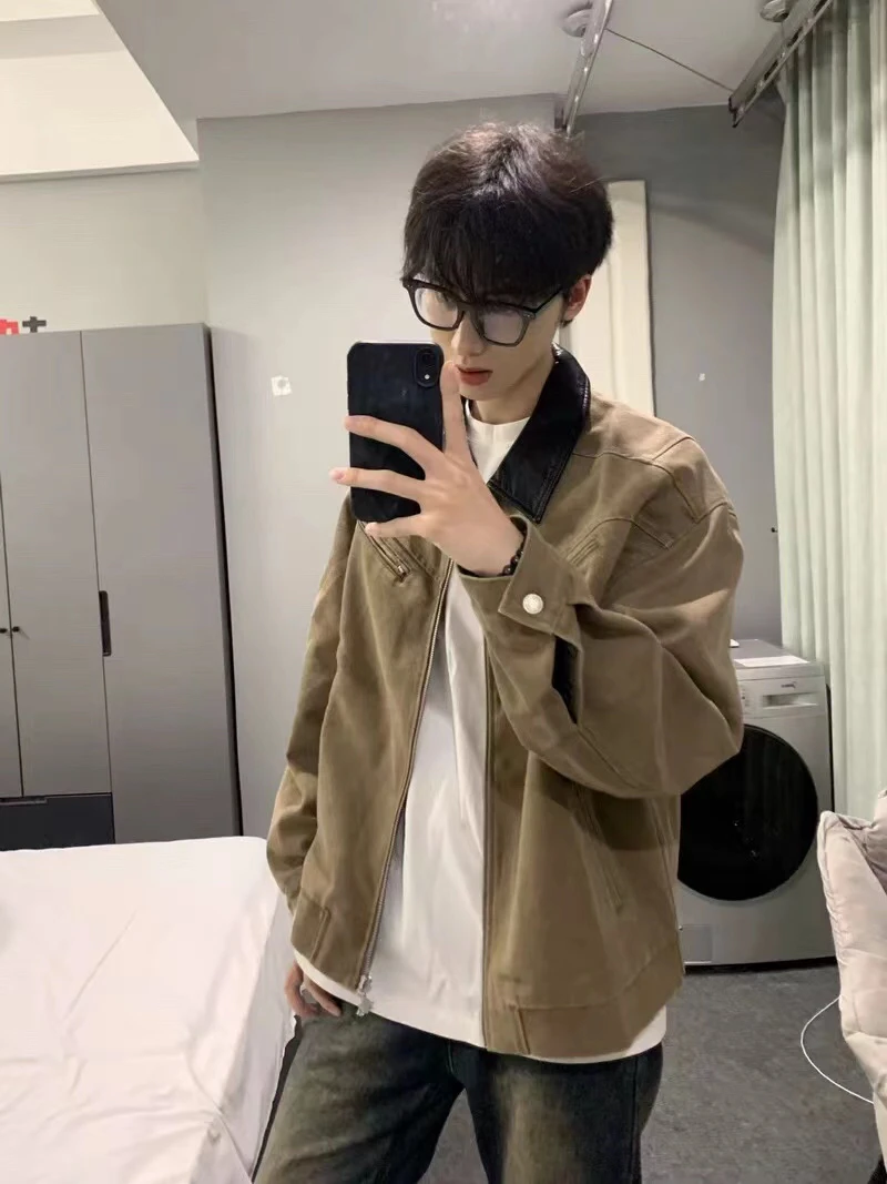 Harrington J97 Detroit Workwear Jaet للرجال لربيع وخريف قماش Jaet Retro Lapel irt American Sle Youth ular Outer...