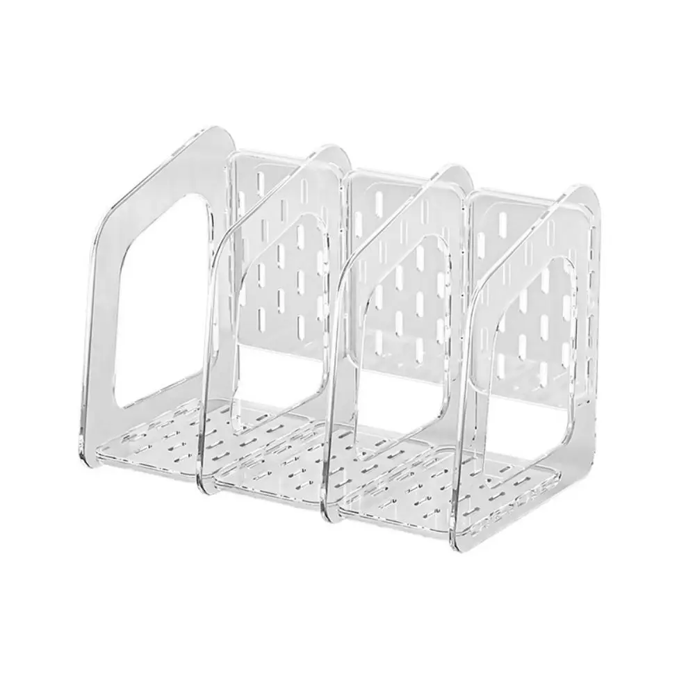 Acrylic Transparent Book Stand 3-Section Portable File Organizer Storage Filing Box Vertical Desktop Organizer