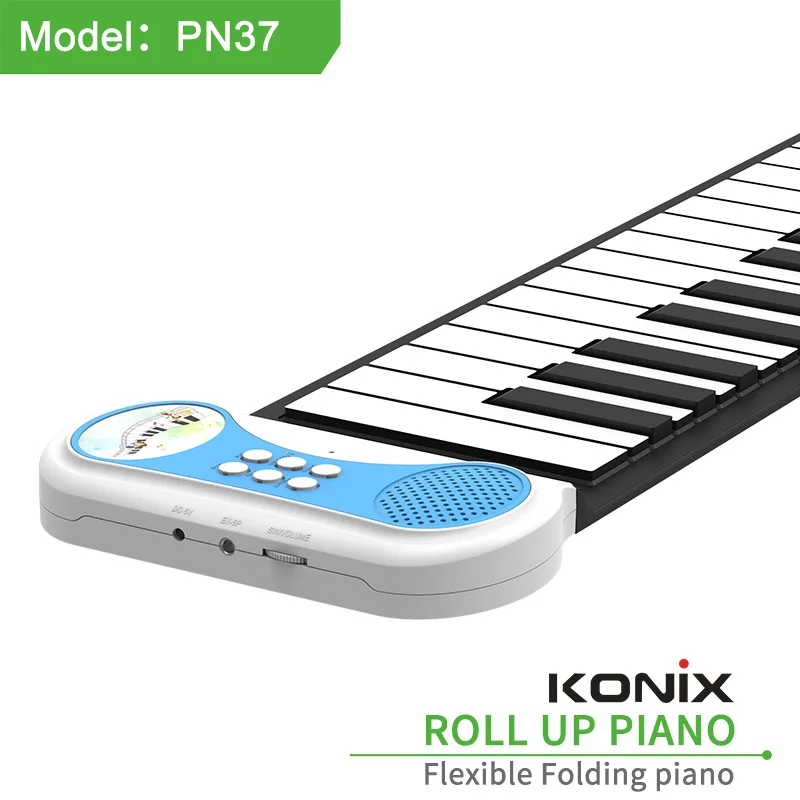 With External Tone 37 Keys Hand-Rolled Piano Foldable Portable Electronic Keyboard Home Children\'s Beginner Kindergarten Teacher