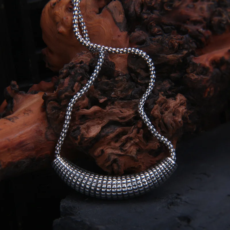 Thai Silver Intensive MINI Square Grid Silver Tube Pendants Necklaces Thai Silver 925 Sterling Silver Popcorn Chains Necklaces