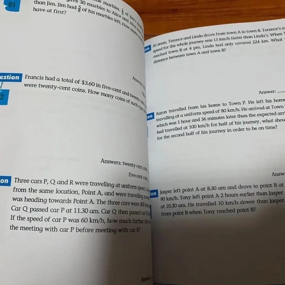6 Books/Set SAP 101 Challenging Maths Word Problems Singapore Primary School Grade 1-6 Math Teaching Practice Book Textbook